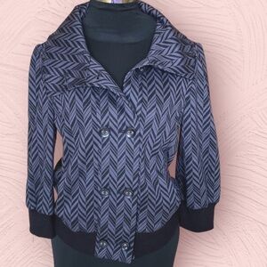 Frenchi Nordstrom Retro Gray and Black Cropped Double Breasted Jacket Large